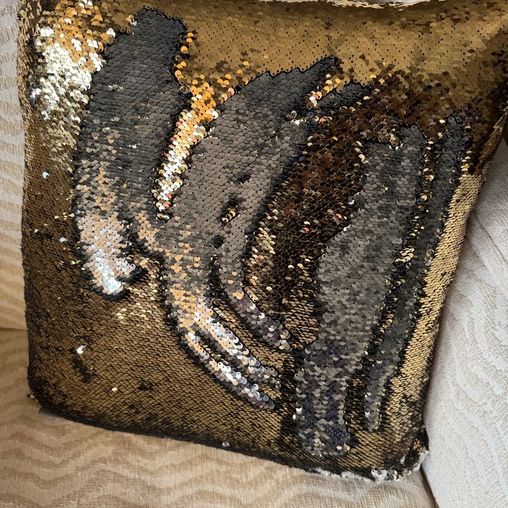 AVIVA STANOFF down pillow sequin cover reversible sequins for decor. 16 X 16